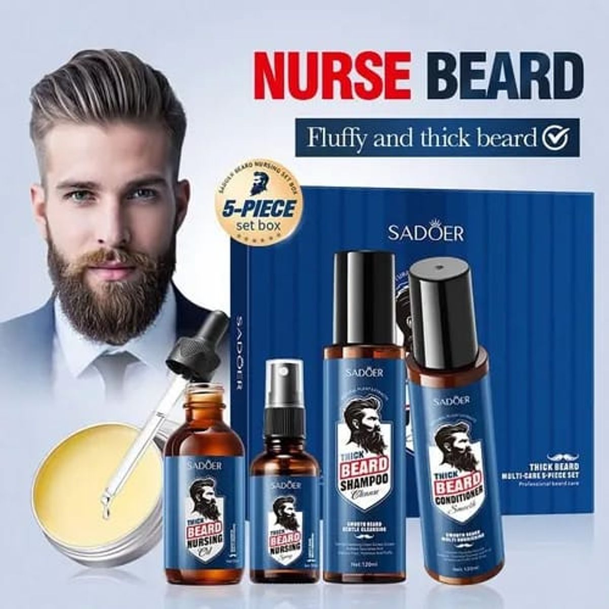 GENERICO - Set  Regalo Profesional para el Cuidado y Crecimiento de la Barba