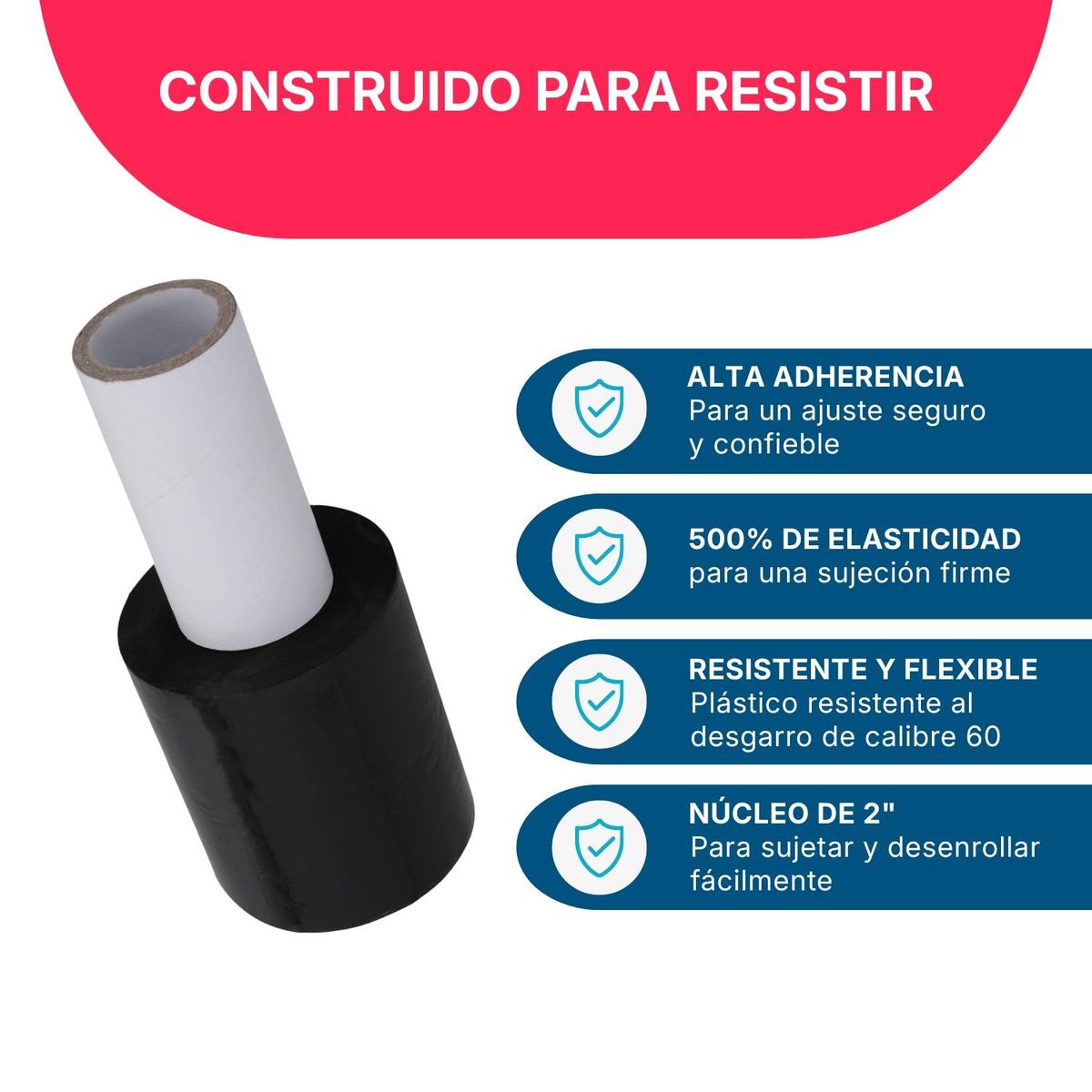 GENERICO - Film Stretch Mini Negro con mango 100mm*220m - 20 uds