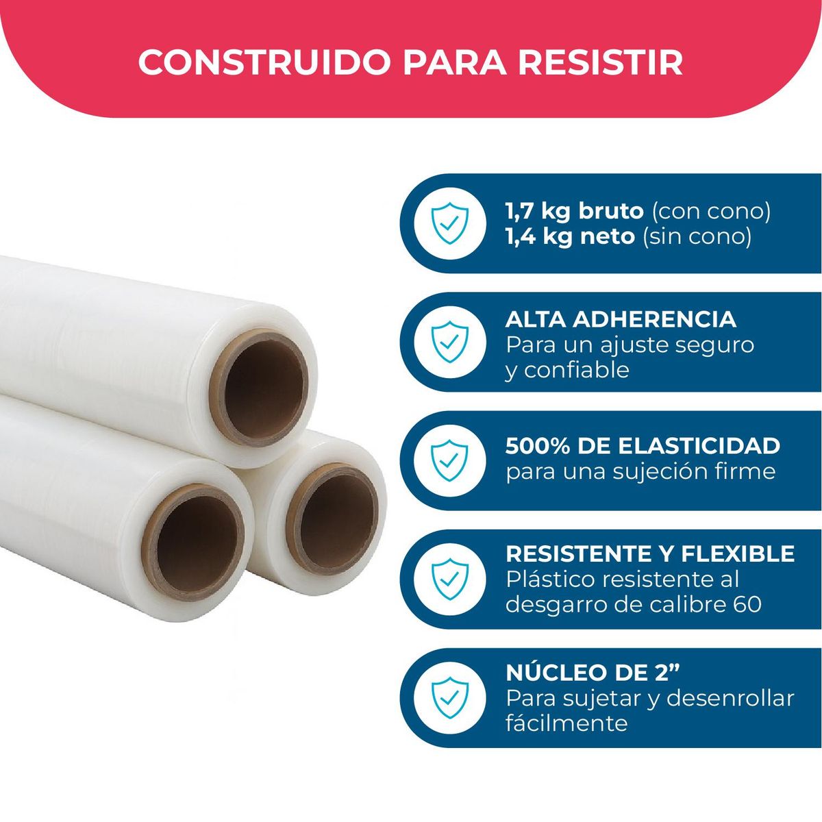 GENERICO - Film Stretch 1,7Kg 350m Blanco Pack Mayorista - 1 ud