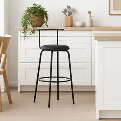 PANDALINO - Taburete Alto Morton 65cm - Metal y Cuero Sintético