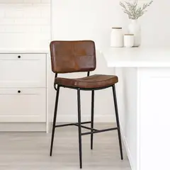 PANDALINO - Taburete Piso Bar Dixon 68cm - Cuero Sintético Café