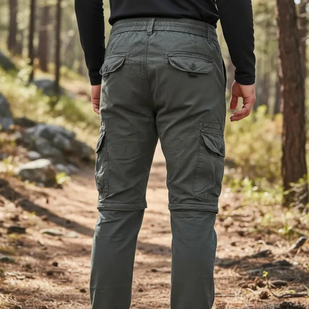 BLUE MOUNTAIN - Pantalon Bermuda  Desmontable Cargo Jogging Con Multiples Bolsillos