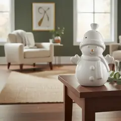 GENERICO - Adorno Muñeco De Nieve Led De Cerámica 19 Cm Navidad Deco