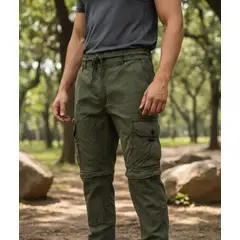 BLUE MOUNTAIN - Pantalon Bermuda Desmontable Cargo Jogging Con Multiples Bolsillos