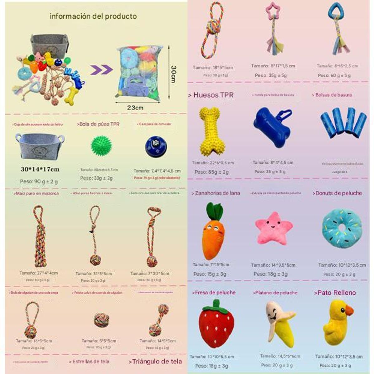 ATURE - Set Juego 24 Juguetes Para Mascotas Para Perros