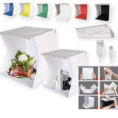 ZIELMIX - Set 2 Estudios Fotográficos Portátiles con Luz LED – 40×40 cm + 30×30 cm – Plegables USB