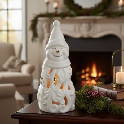 Imagen 2 del producto Adorno Muñeco De Nieve Led Cerámica 21 Cm Navidad Decoración