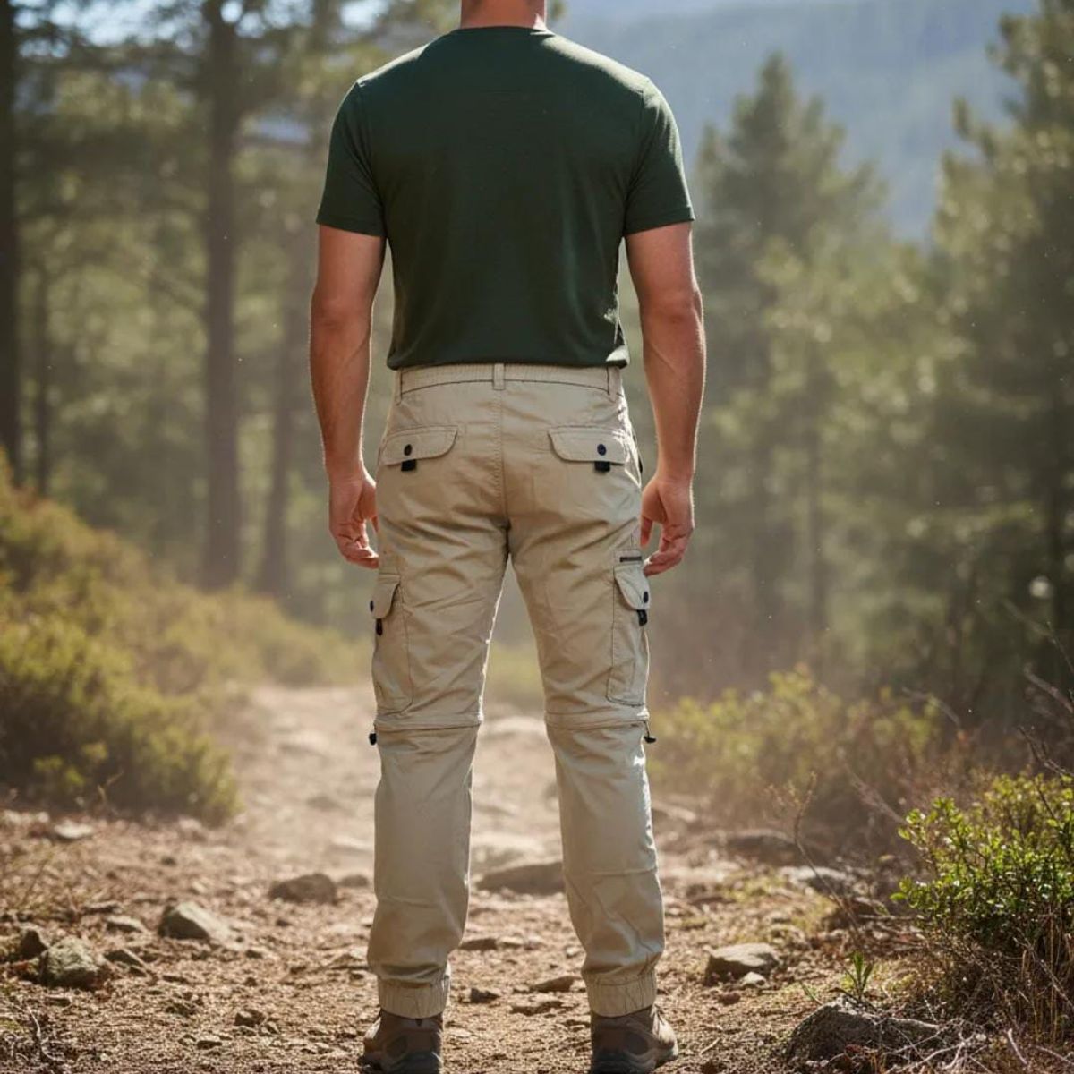 BLUE MOUNTAIN - Pantalon Bermuda  Desmontable Cargo Jogging Con Multiples Bolsillos