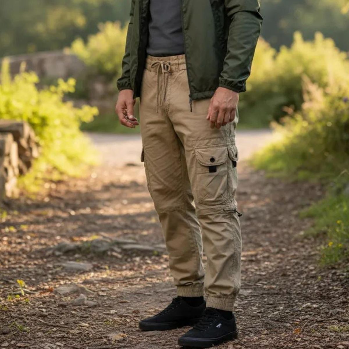 BLUE MOUNTAIN - Pantalon Bermuda  Desmontable Cargo Jogging Con Multiples Bolsillos