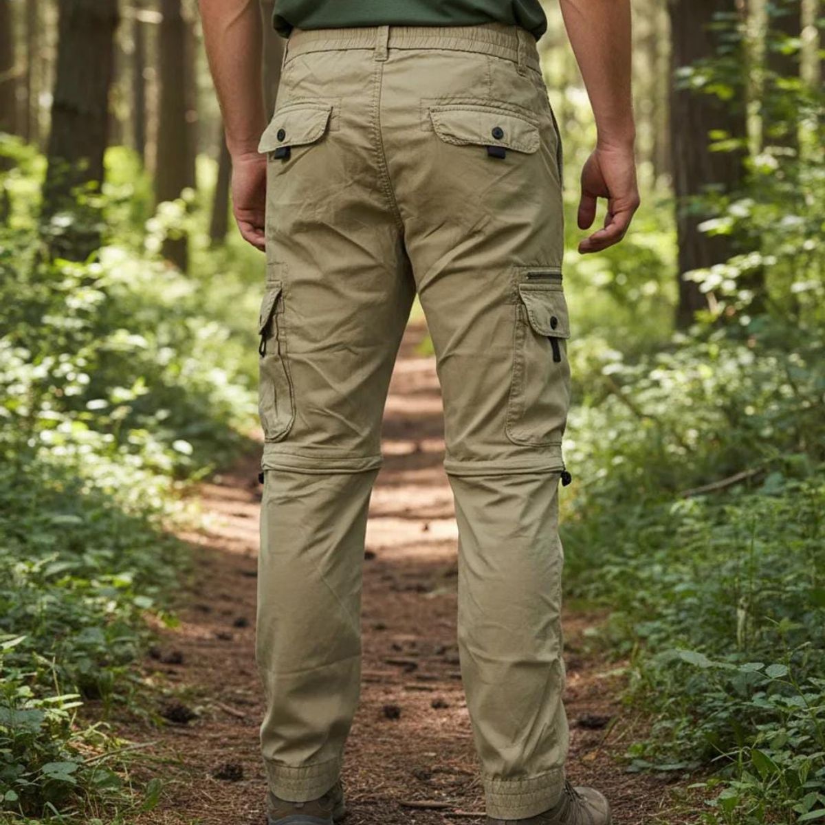 BLUE MOUNTAIN - Pantalon Bermuda  Desmontable Cargo Jogging Con Multiples Bolsillos