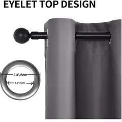 YOMYM - Set 2 Cortinas opacas 100 % - Gris oscuro (mate) 140 x 220 cm (dos piezas)