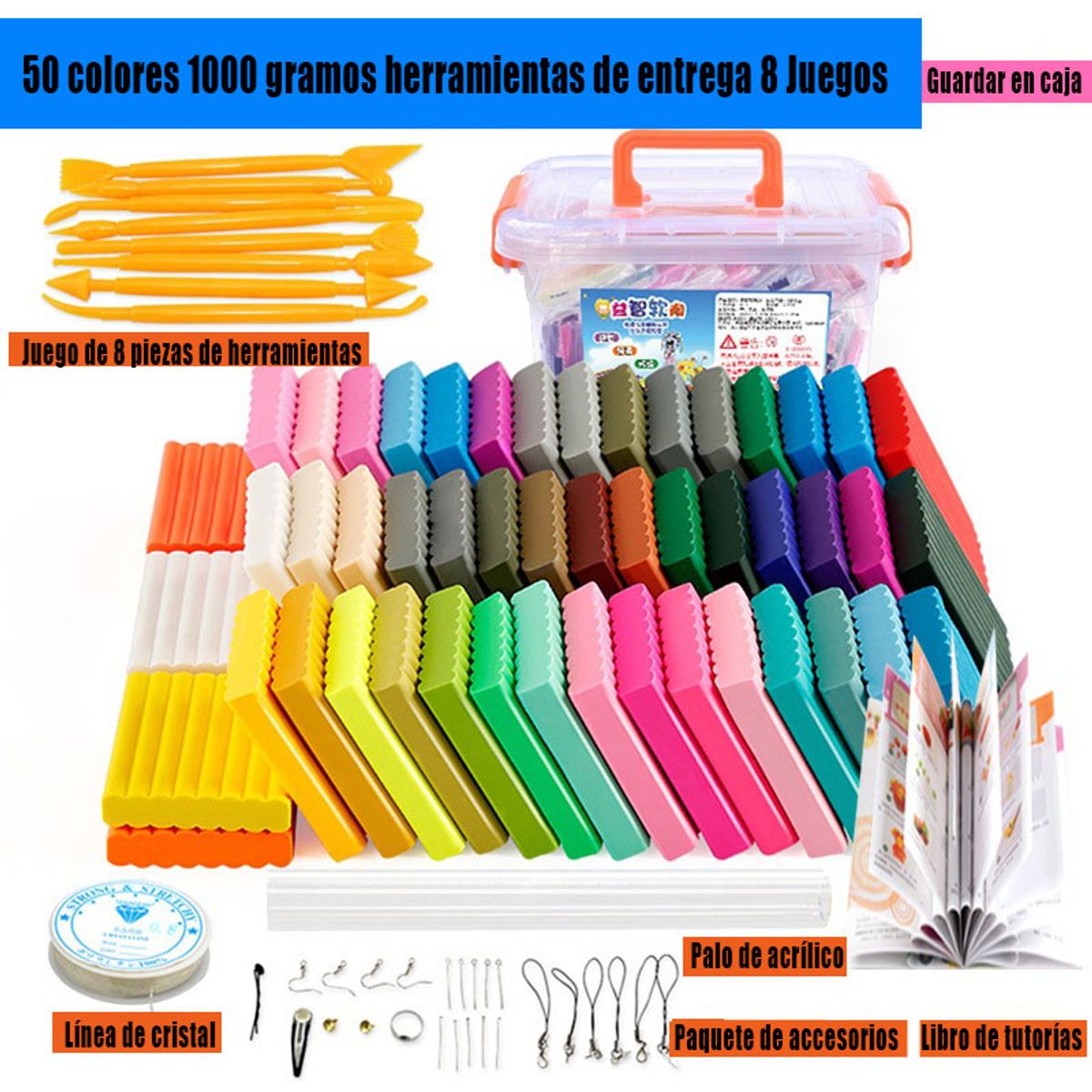 GENERAL - Juego De 50 Colores De Arcilla De Barro Suave 50 Colores 1000 G