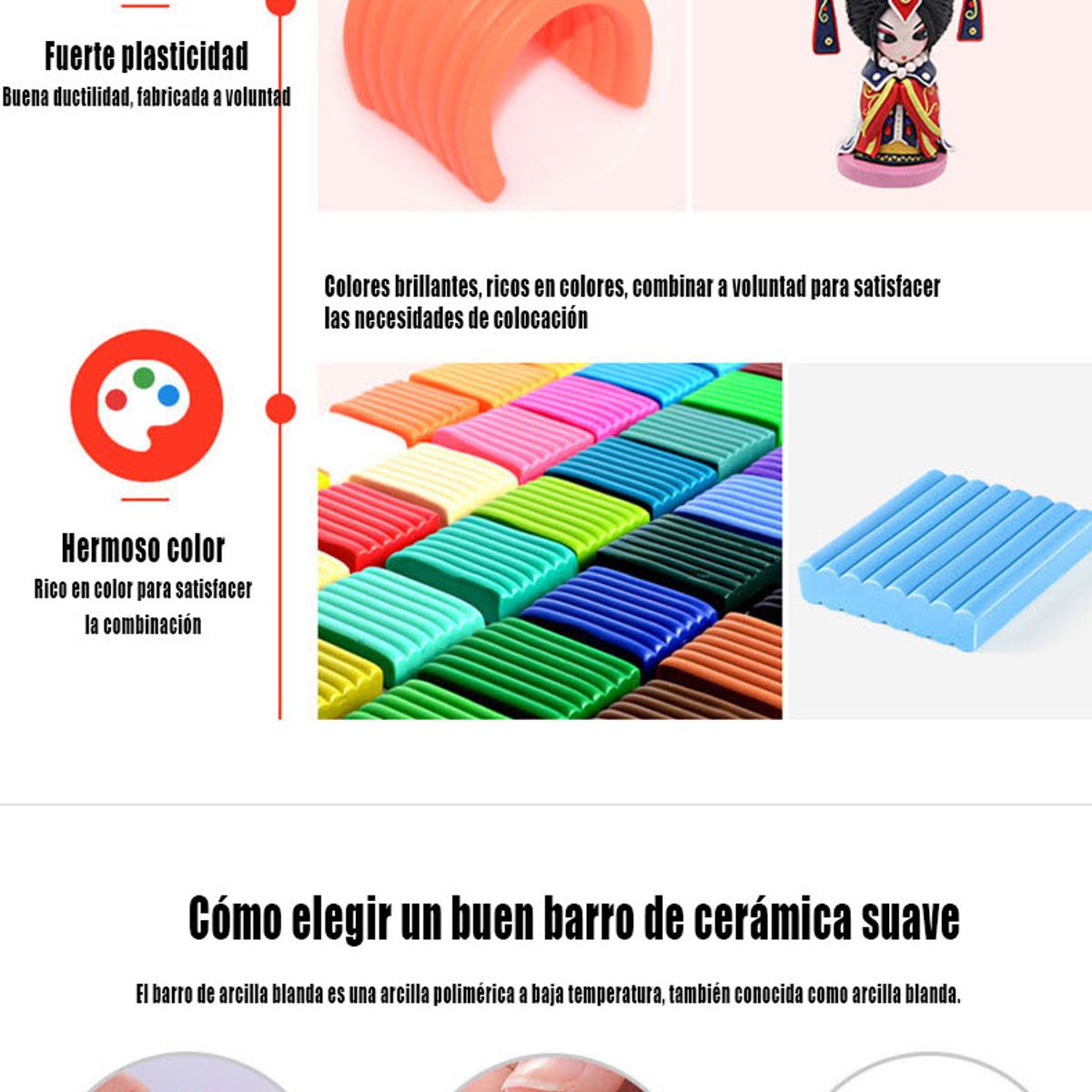 GENERAL - Juego De 50 Colores De Arcilla De Barro Suave 50 Colores 1000 G