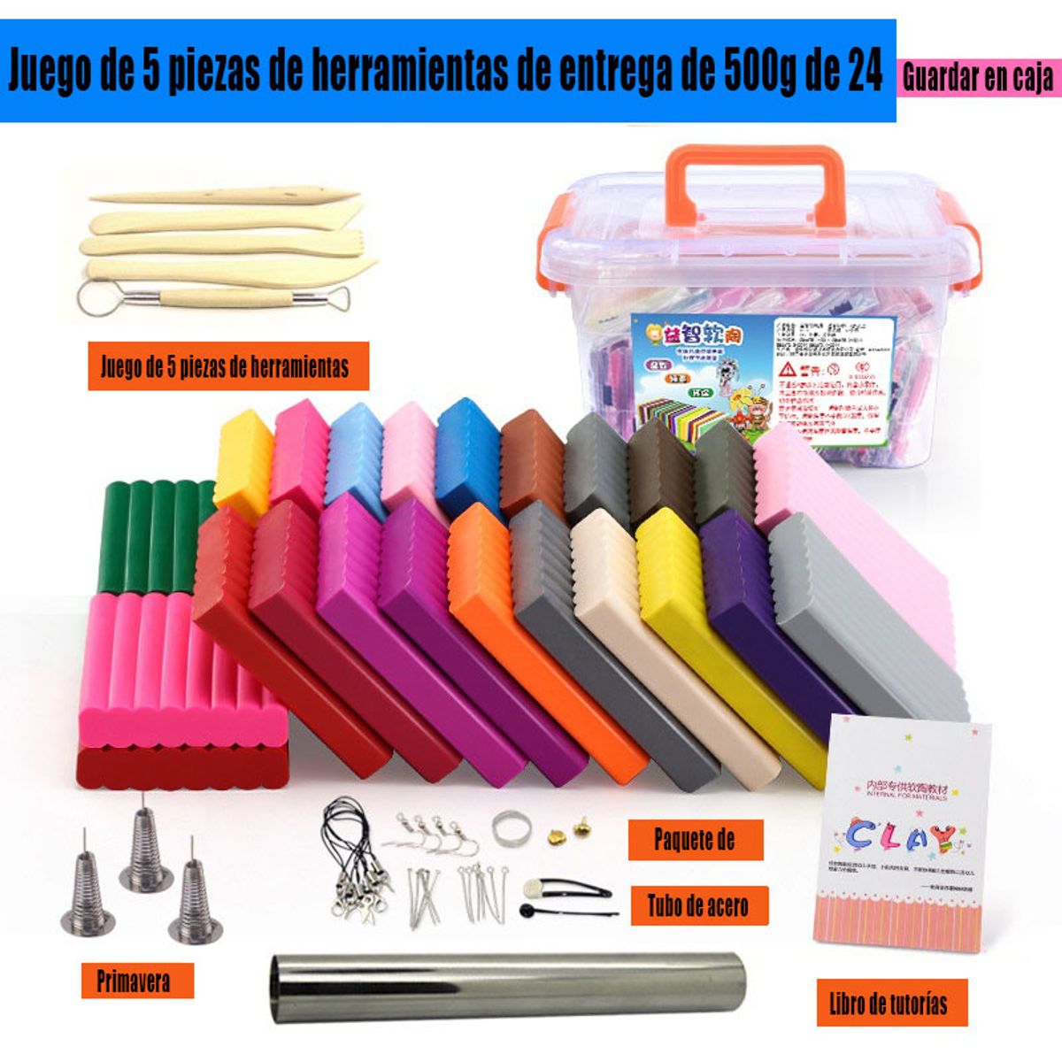 GENERAL - Juego De 24 Colores De Arcilla De Barro Suave 24 Colores 500 G