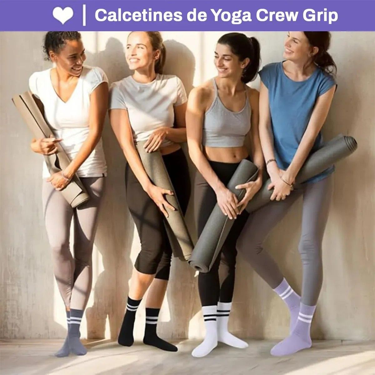 KUANGYE - 10pcs Calceta Calcetín Antideslizante Yoga Pilates Mujer Multicolor Talla Única