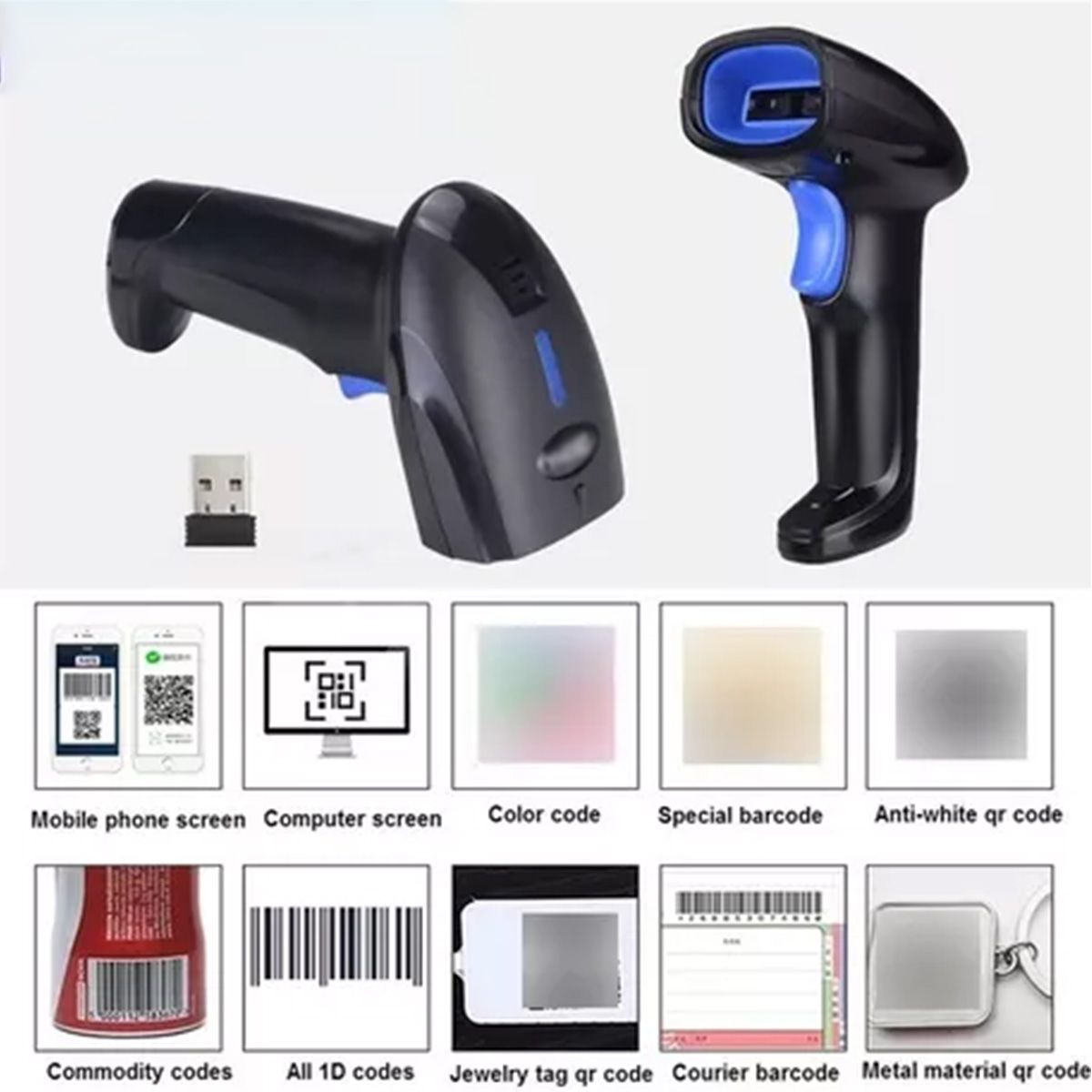 GENERICO - Lector de Códigos de Barras Inalámbrico con Soporte