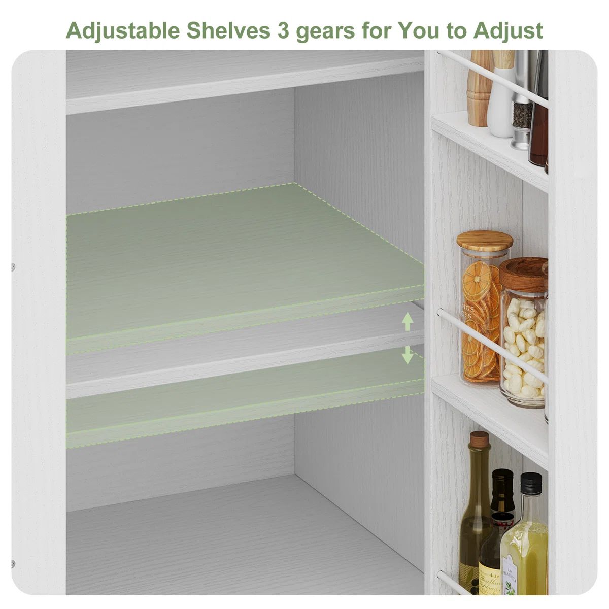 YOMYM - Carrito isla de cocina de 58 pulgadas de ancho con gabinete y cajones, ruedas con bloqueo