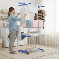 GENERICO - TENDEDERO PLEGABLE SECADO RAPIDO MINIMO ESPACIO CON RUEDAS MP