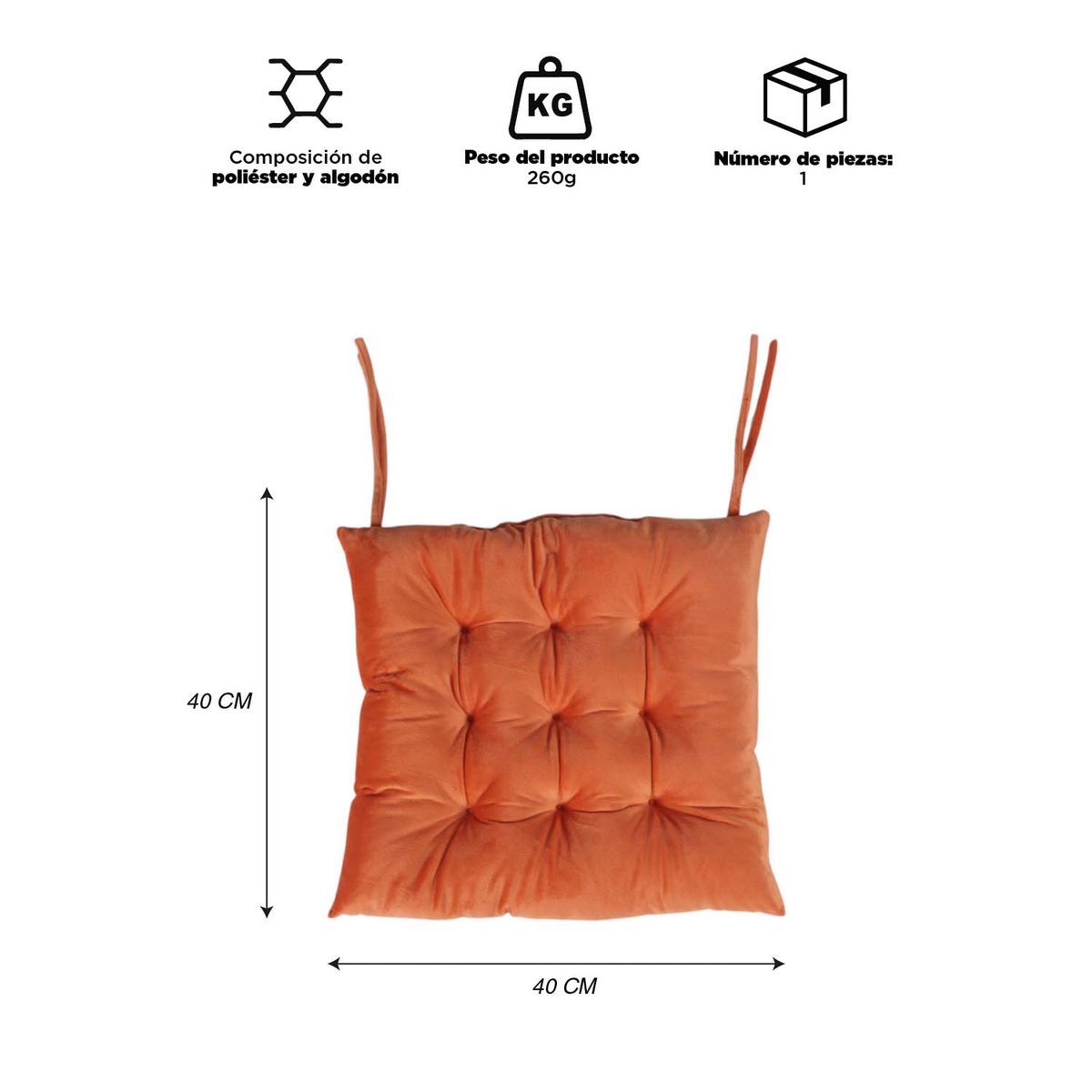 INSPIRACCI - Cojín para Silla Naranja 40x40 cm