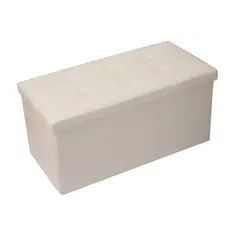 SOHOGAR - Baúl otomano plegable de ecocuero crema