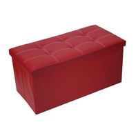 Baúl otomano plegable de ecocuero rojo