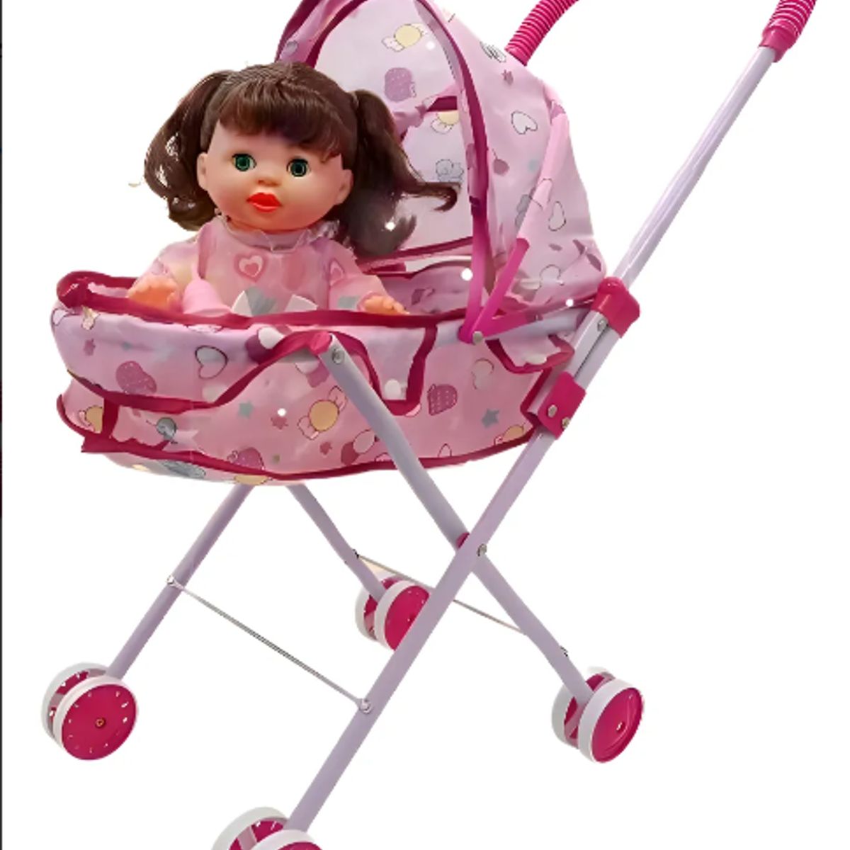GENERICO - Coche Cuna Metalico De Juguete Con Muñeca