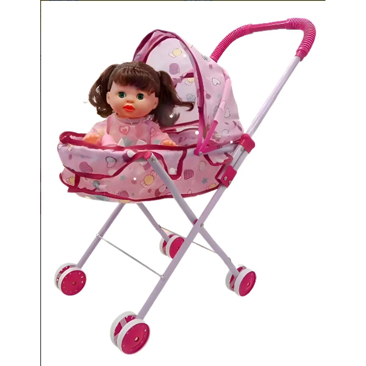 GENERICO - Coche Cuna Metalico De Juguete Con Muñeca