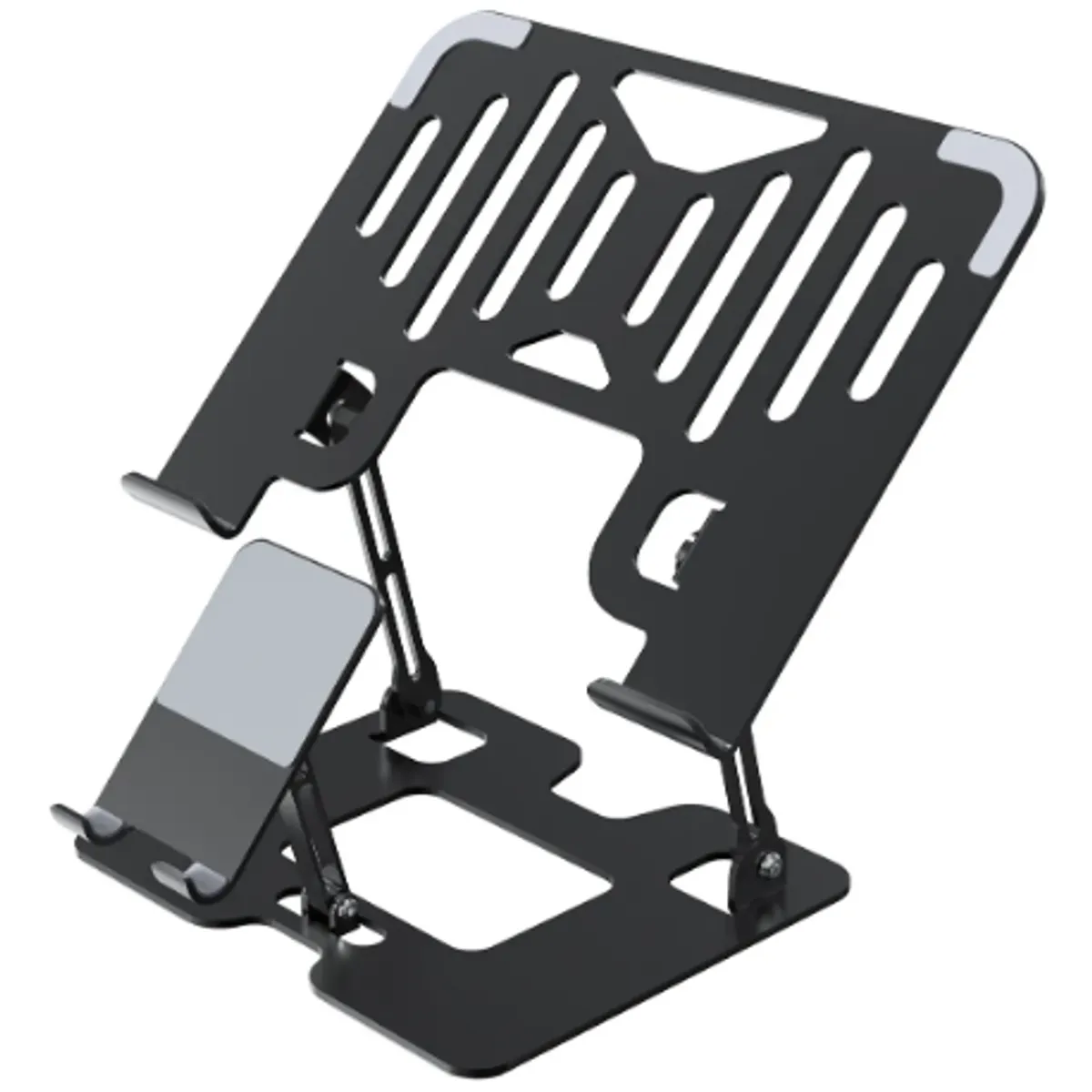 GENERICO - Soporte Para Laptop Y Teléfono Portátil Ajustable Metal 2en1