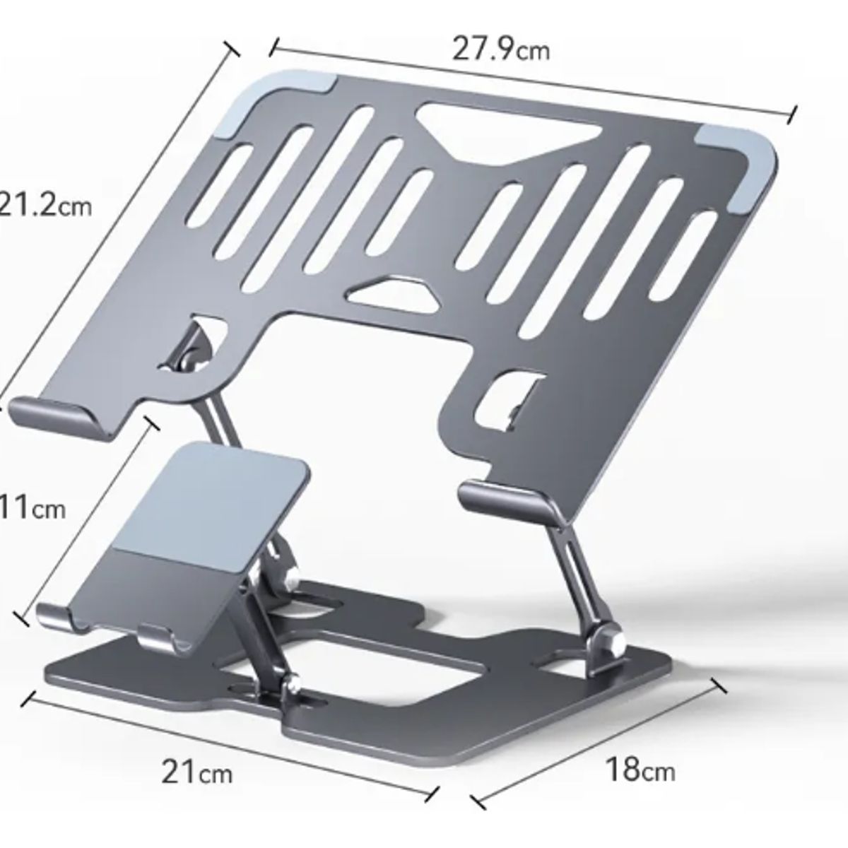 GENERICO - Soporte Para Laptop Y Teléfono Portátil Ajustable Metal 2en1