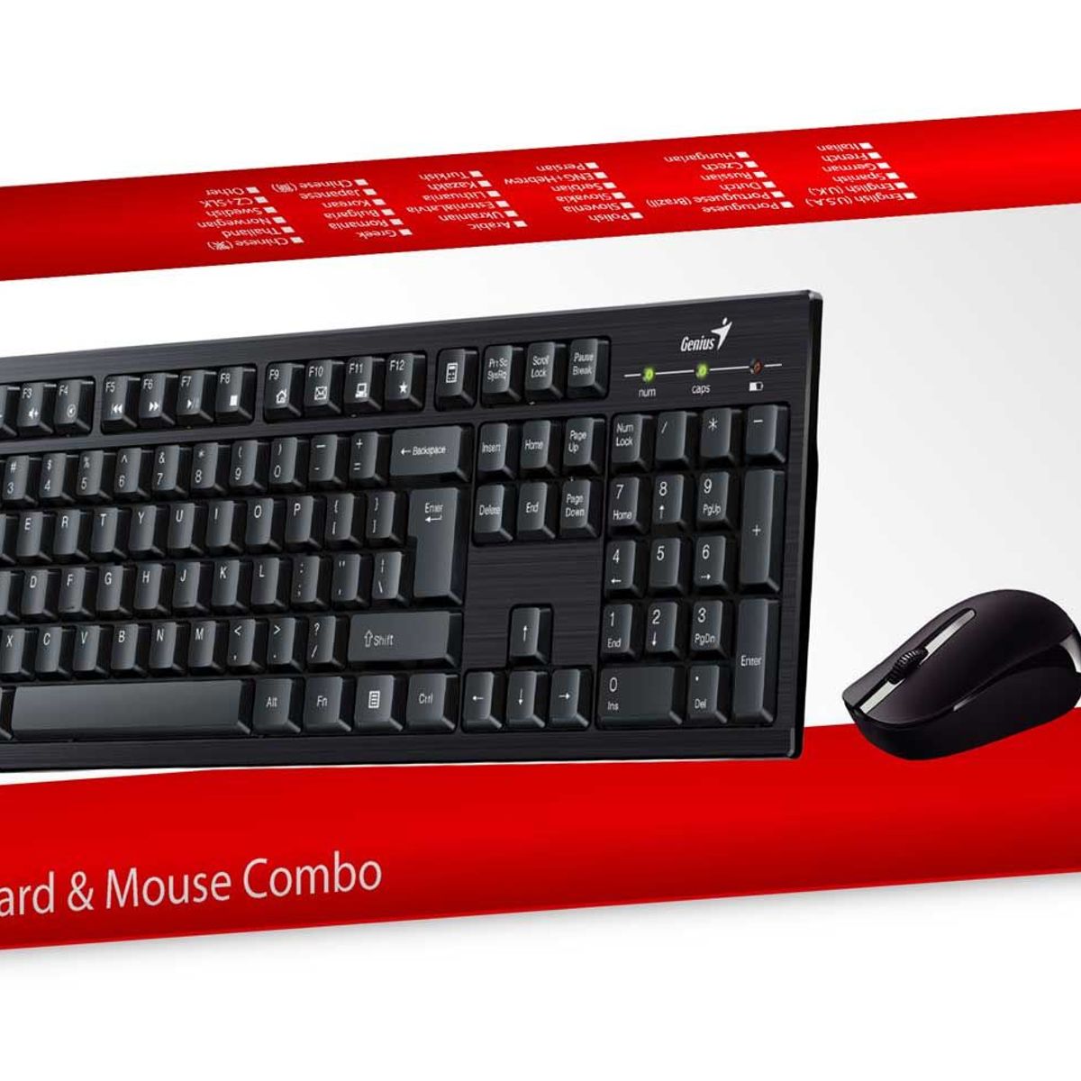 GENIUS - KIT INALÁMBRICO MOUSE + TECLADO KM-8101, 12 FN KEYS, 2,4 GHZ Open box