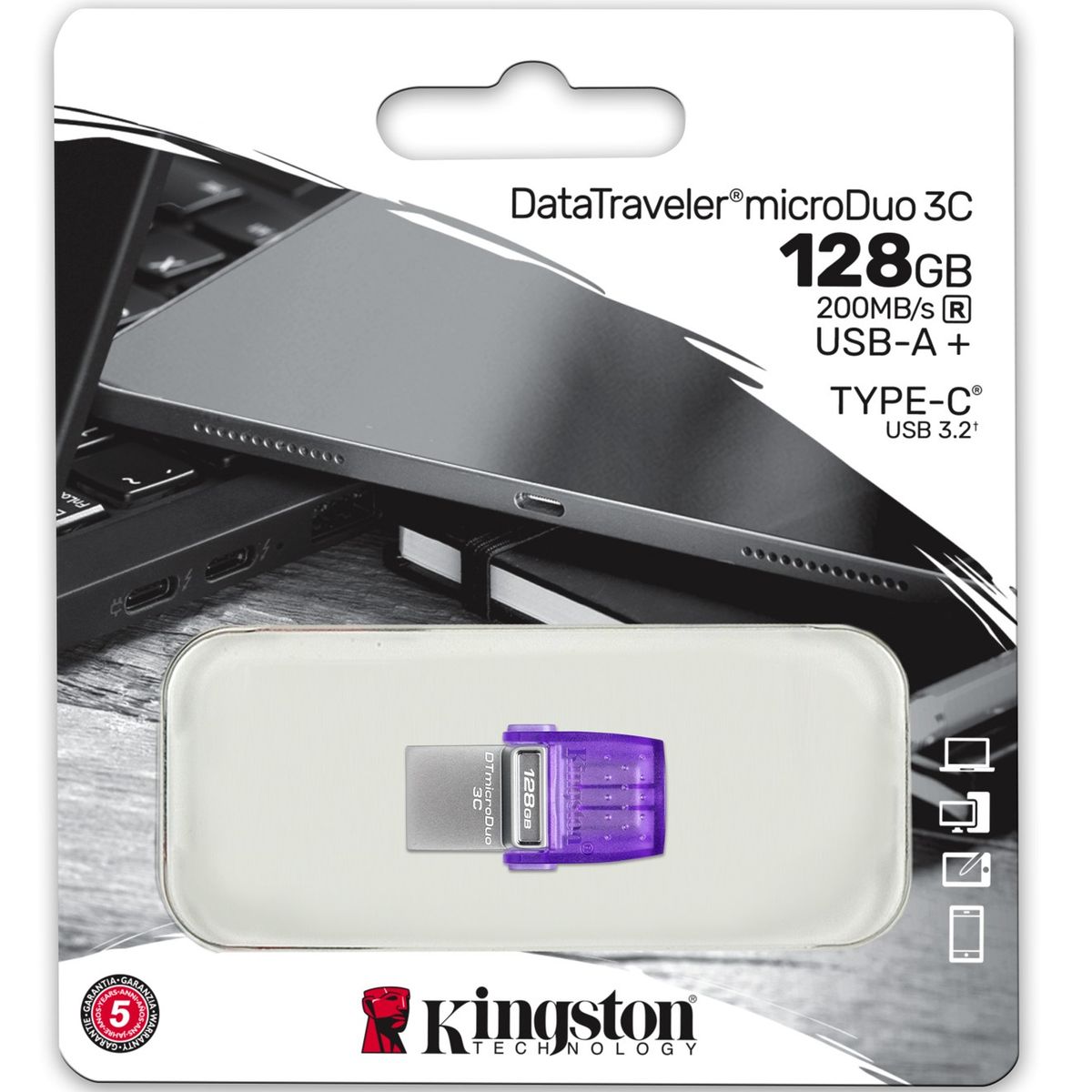 KINGSTON - Pendrive Kingston Datatraveler Microduo 3c 128gb 3.2 Gen 1 C