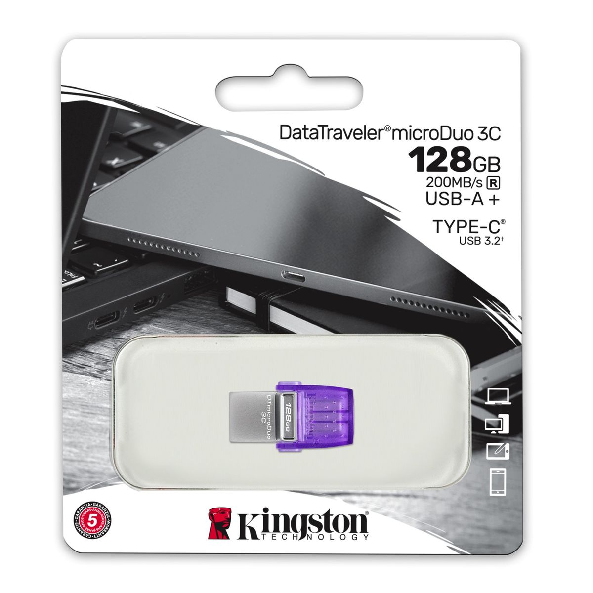 KINGSTON - Pendrive Kingston Datatraveler Microduo 3c 128gb 3.2 Gen 1 C