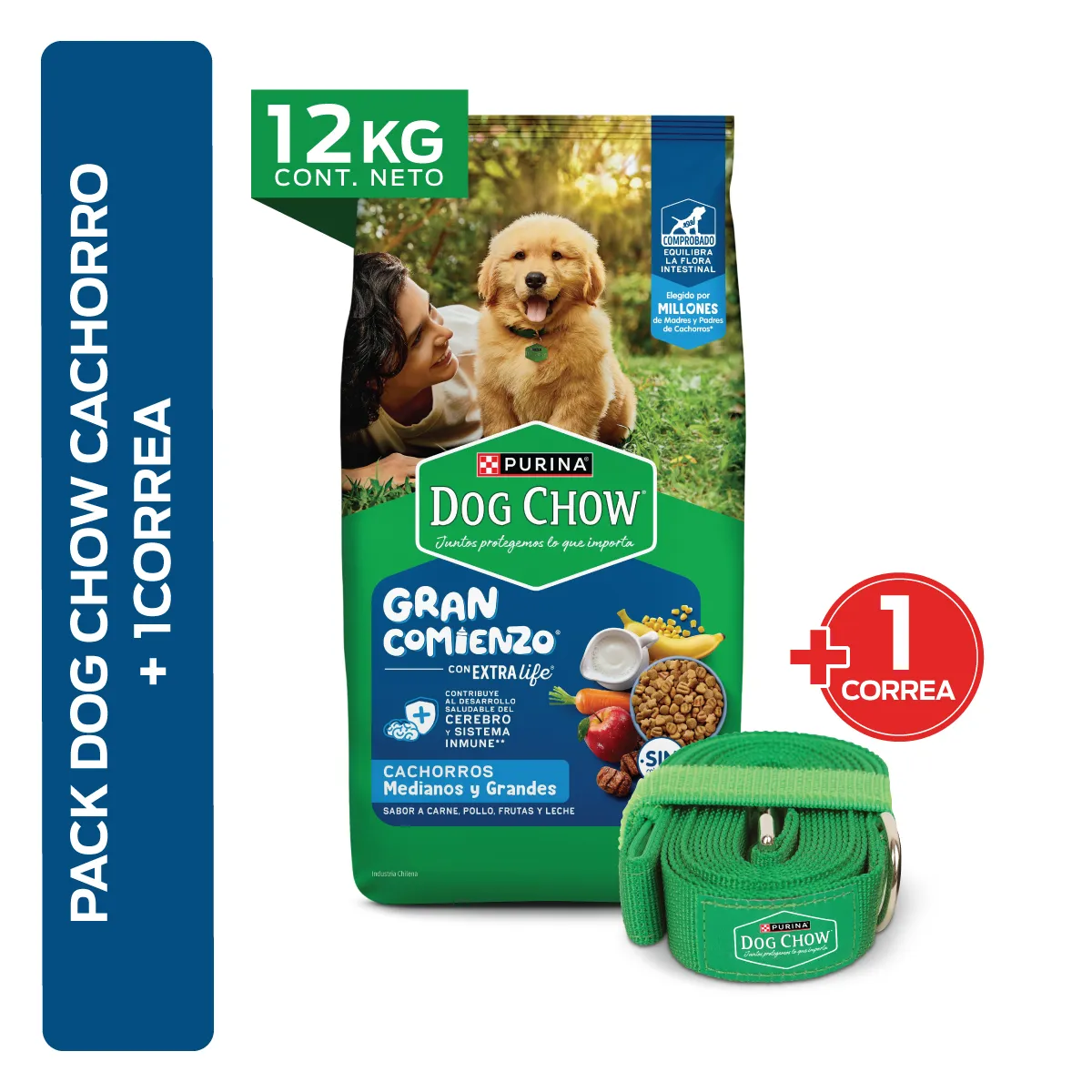 DOG CHOW - Pack Alimento perro Dog Chow Cachorro 12kg + Correa