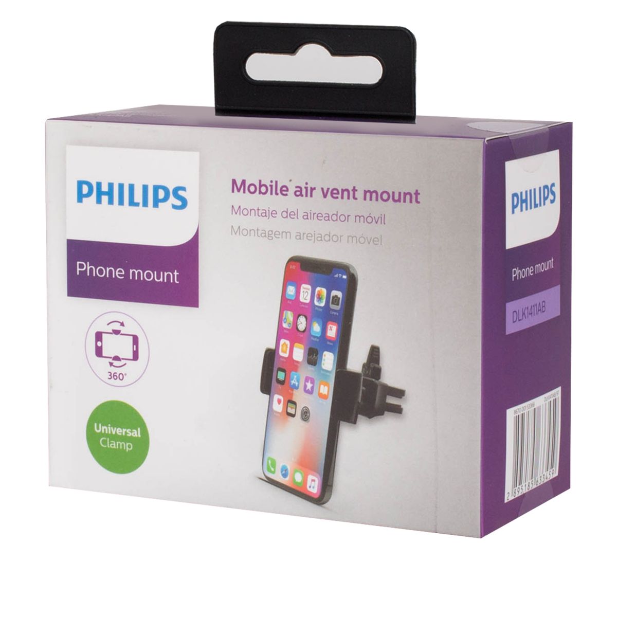 PHILIPS - SOPORTE PARA CELULAR AUTOMÓVIL REJILLA 360 ROTACIÓN PHILIPS