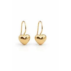 JIREH JOYAS - Aros Gancho Corazón 5mm Nº1 Oro 18K Colgantes 1gr Mujer Elegantes Regalo