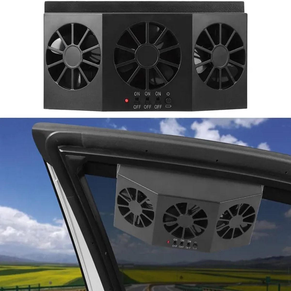 MOVI - EXTRACTOR TRIPLE DE AIRE CALIENTE PARA AUTO CON PANEL SOLAR
