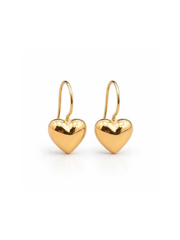 Aros Gancho Corazon 7mm No2 Oro 18K Colgantes 1.30gr Mujer Elegantes Regalo