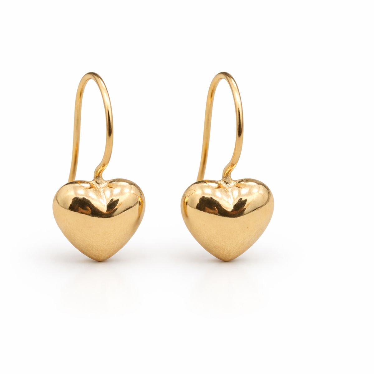 JIREH JOYAS - Aros Gancho Corazón 7mm Nº2 Oro 18K Colgantes 1.30gr Mujer Elegantes Regalo