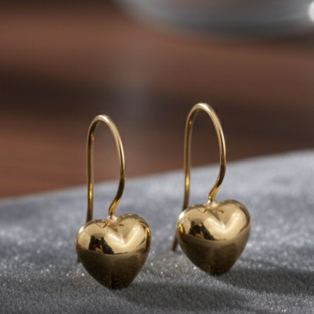 JIREH JOYAS - Aros Gancho Corazón 7mm Nº2 Oro 18K Colgantes 1.30gr Mujer Elegantes Regalo