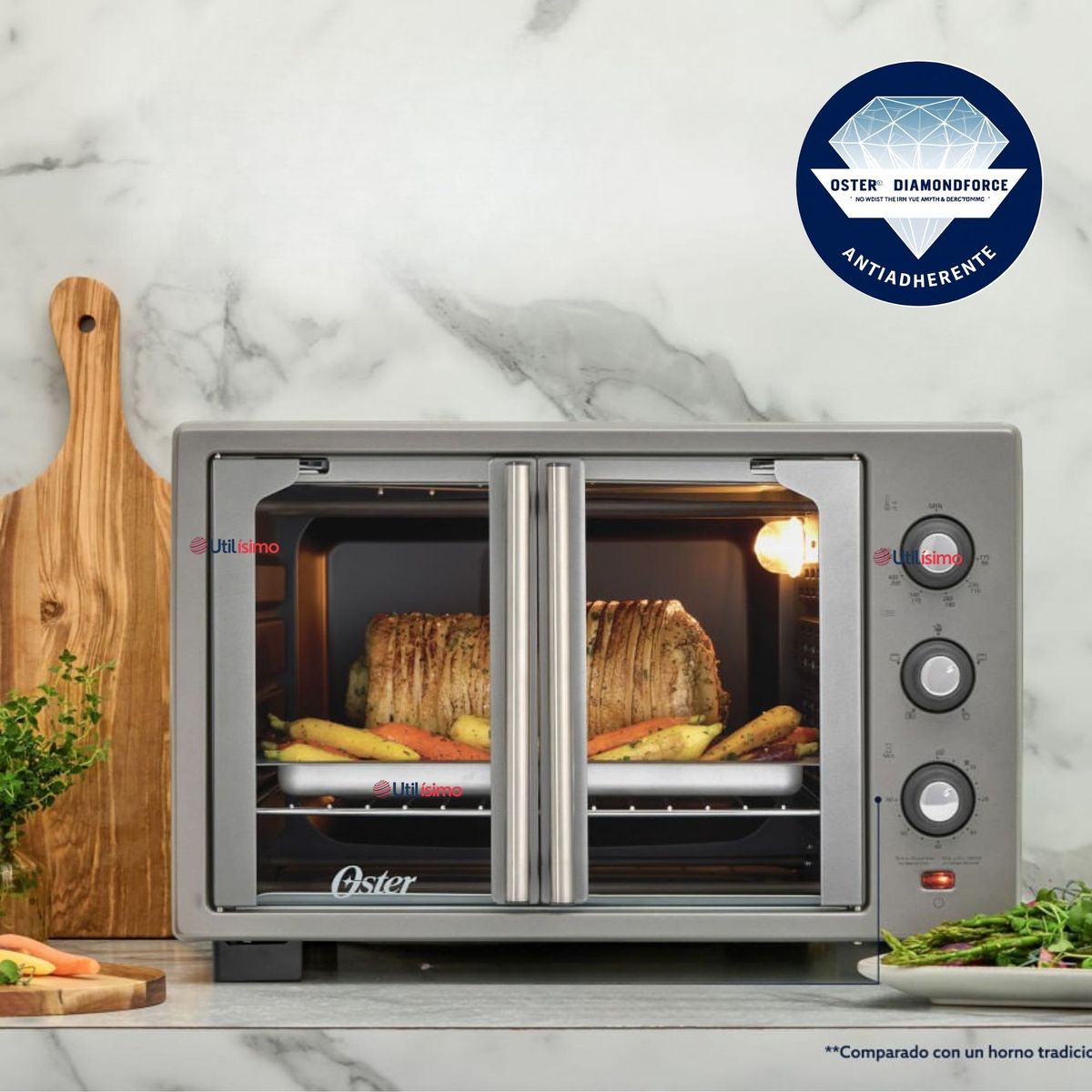 OSTER - Horno con freidora de aire Oster® de 35 litros, puertas francesas, TSSTTV35FDMAFNS