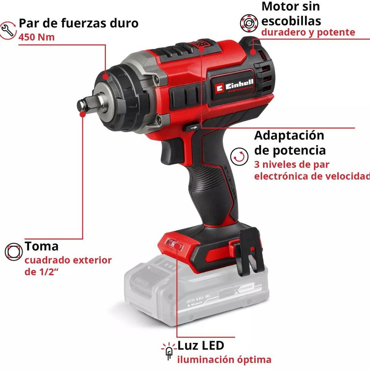 EINHELL - Kit Llave Impacto Einhell Impaxxo 18400 + Carg Y Bat 25 Ah