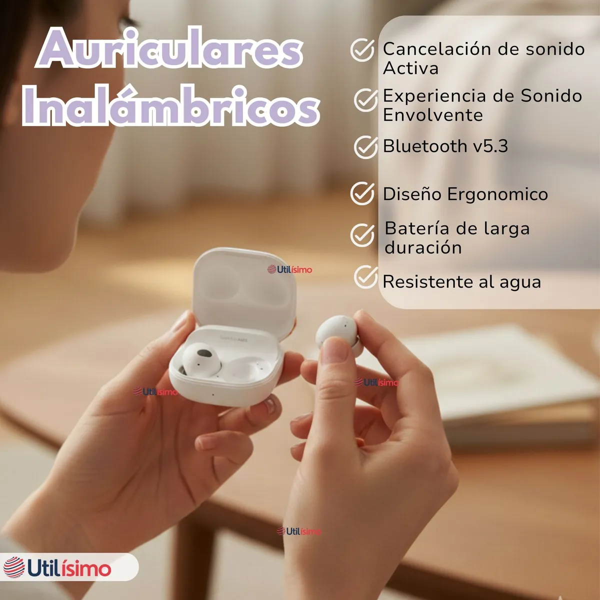 UTILISIMO - Audifonos Inalámbricos Bluetooth 5.3 Genérico Color Blanco