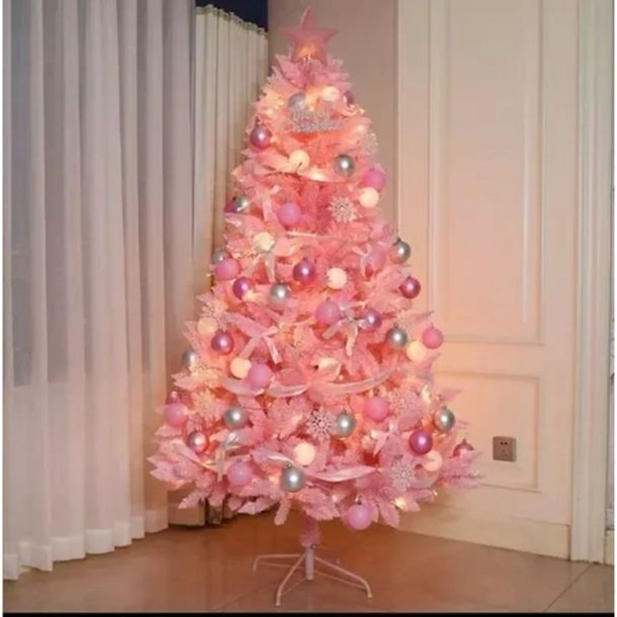 GENERICO - Árbol Navidad Pino 210cm Arbol Pascua Decoracion Navideña Arbol Rosado