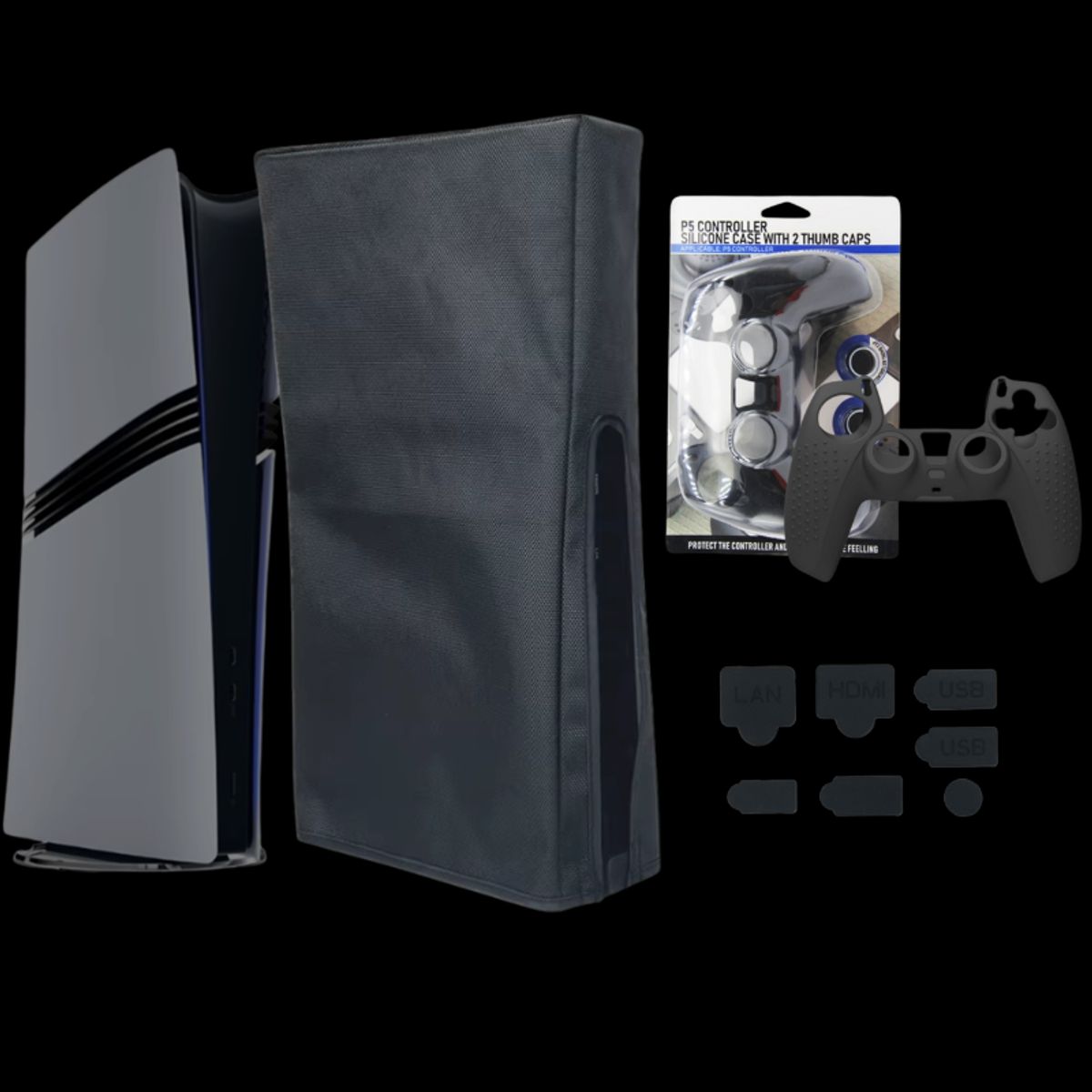 GENERICO - Funda protectora para Consola PS5 PRO set completo antipolvo