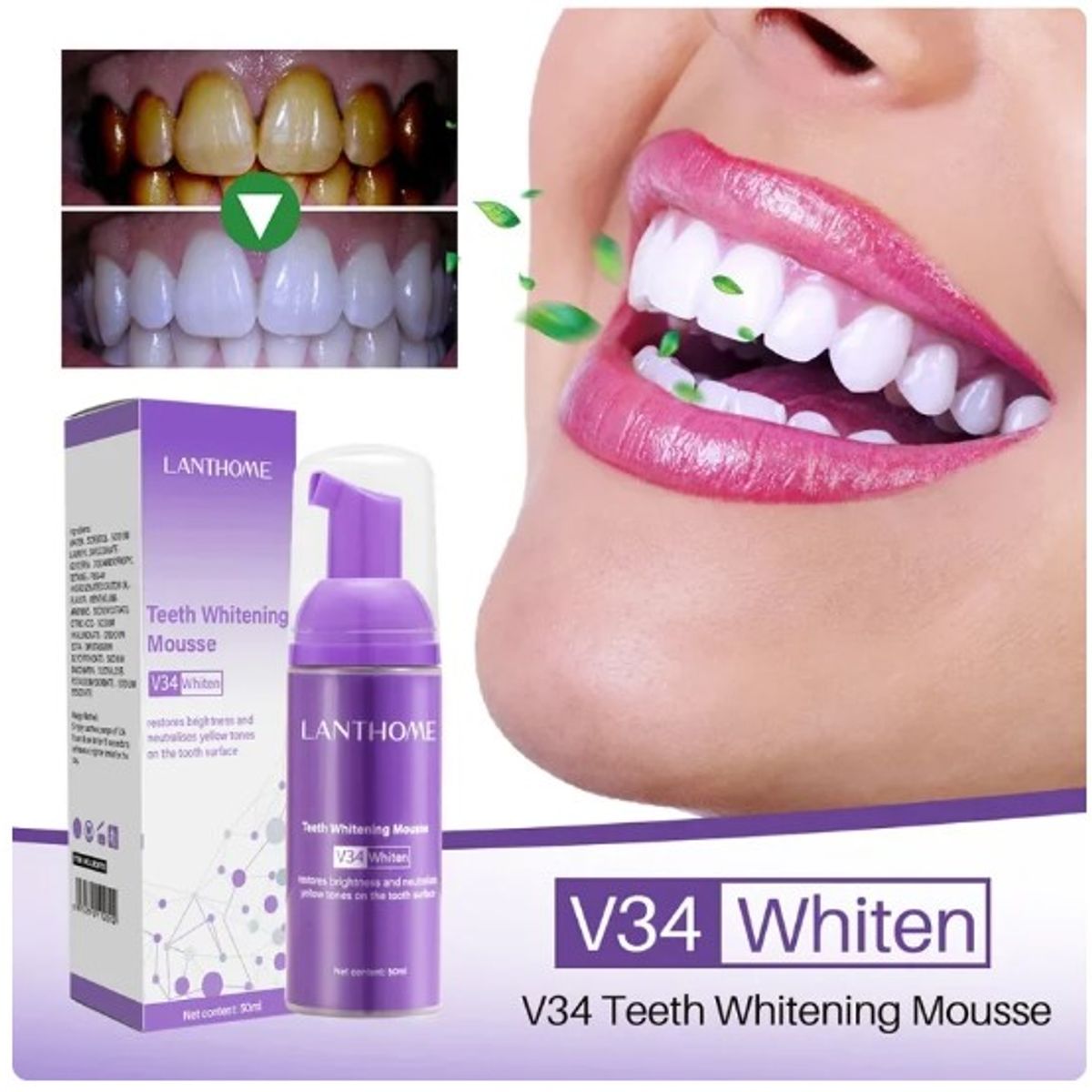 GENERICO - Pasta De Dientes Blanqueadora V34 Repara Mejora