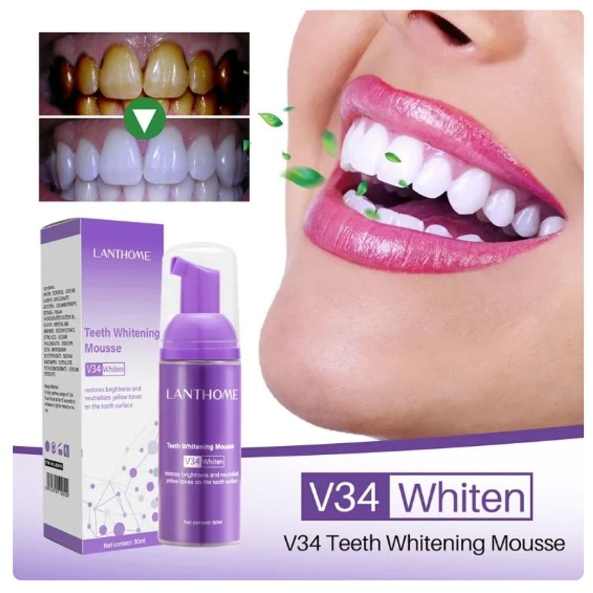 GENERICO - Pasta De Dientes Blanqueadora V34 Repara Mejora