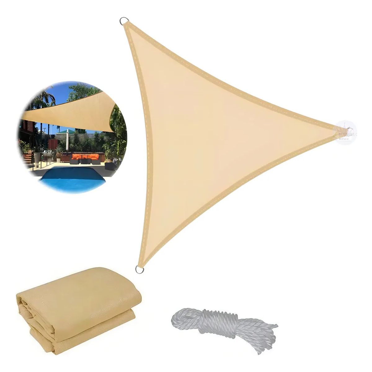 GENERICO - Toldo Vela Triangular Lonas Telas Toldos Sombra 5x5x5 Color Beige Rorostore Protector UV