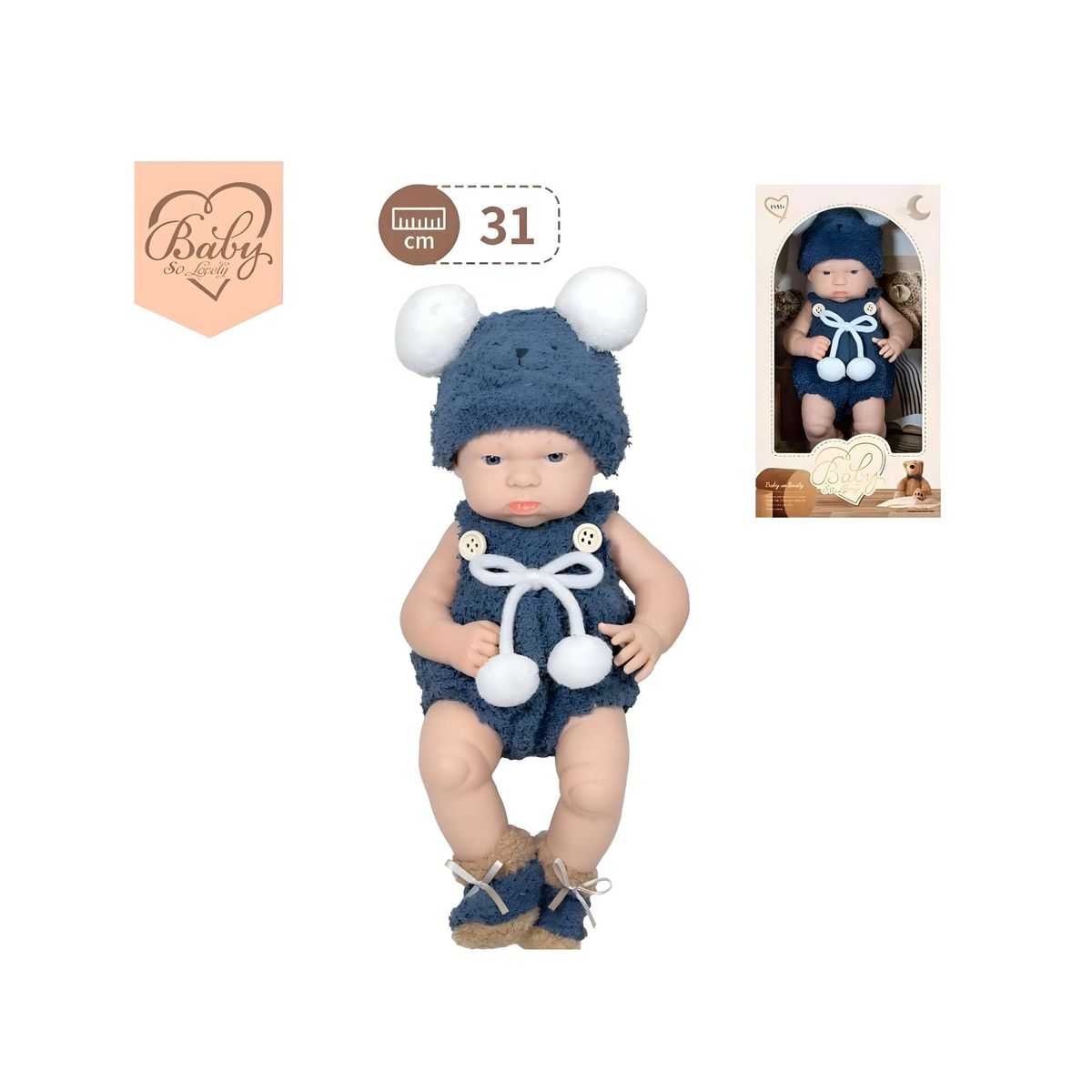 GENERICO - Muñeca bebé realista niña infantil baby so lovely azul