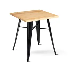 NOVAHUS - Mesa Metal Tolix cubierta Madera 70x70 cm