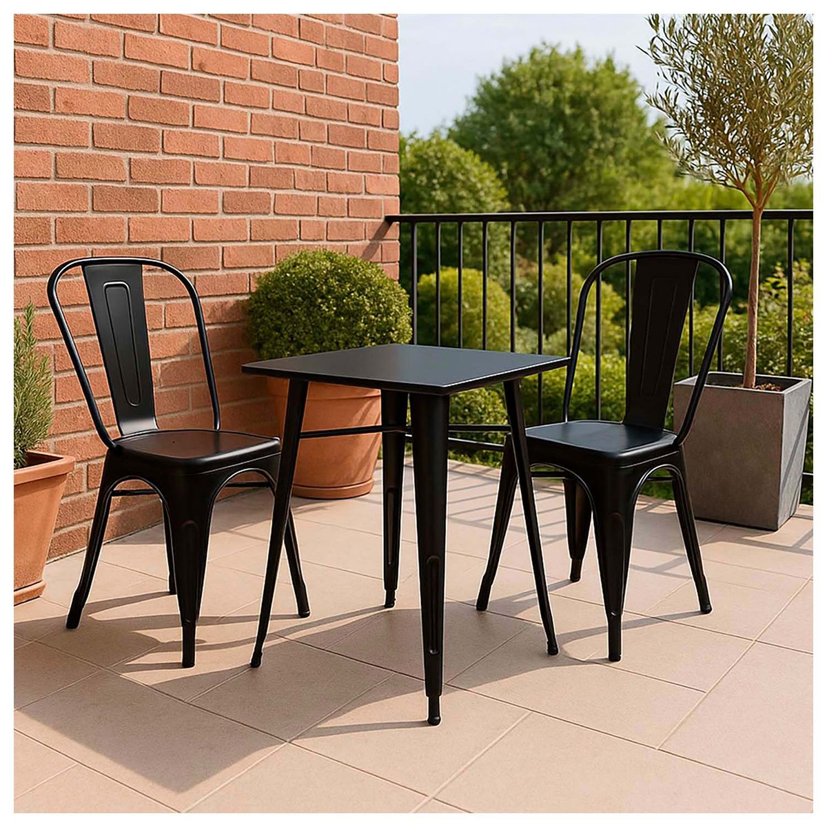NOVAHUS - Mesa Metal Tolix Negra 70x70 cm